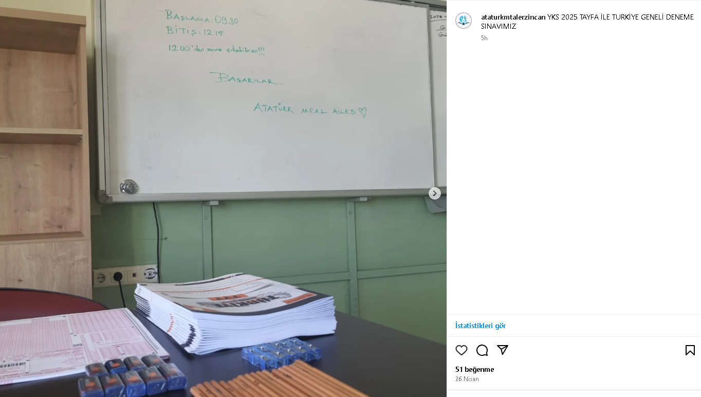 OKULUMUZ 12. SINIF ÖĞRENCİLERİNE YKS DENEMESİ YAPILDI